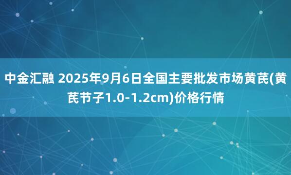 中金汇融 2025年9月6日全国主要批发市场黄芪(黄芪节子1.0-1.2cm)价格行情